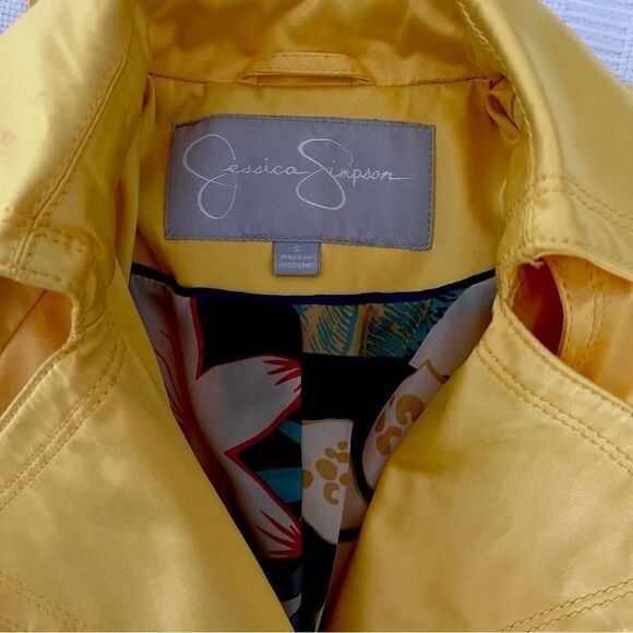 JESSICA SIMPSON Chic Shiny Yellow Color Trench Coat Size S. - Picture 8 of 9